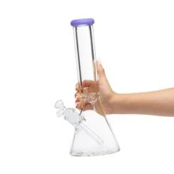 Thick Beaker Bong With Purple Accent -Smoking Accessories Shop 14in 9mm thick beaker bong wpurple accent bongs water pipes 420 science 950219