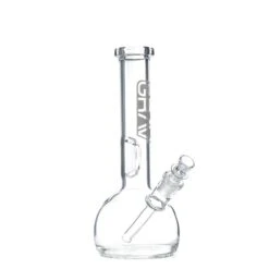 GRAV 8in Round Bottom Water Pipe W/ Fixed Downstem - Clear