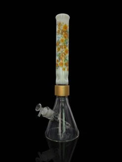 Prism HALO VINTAGE FLORAL BEAKER SINGLE STACK -Smoking Accessories Shop halo vintage floral beaker single stack 420 science 734159