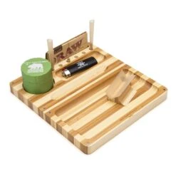RAW Backflip Magnetic Bamboo Striped Rolling Tray -Smoking Accessories Shop raw backflip magnetic bamboo rolling tray striped 4 527210