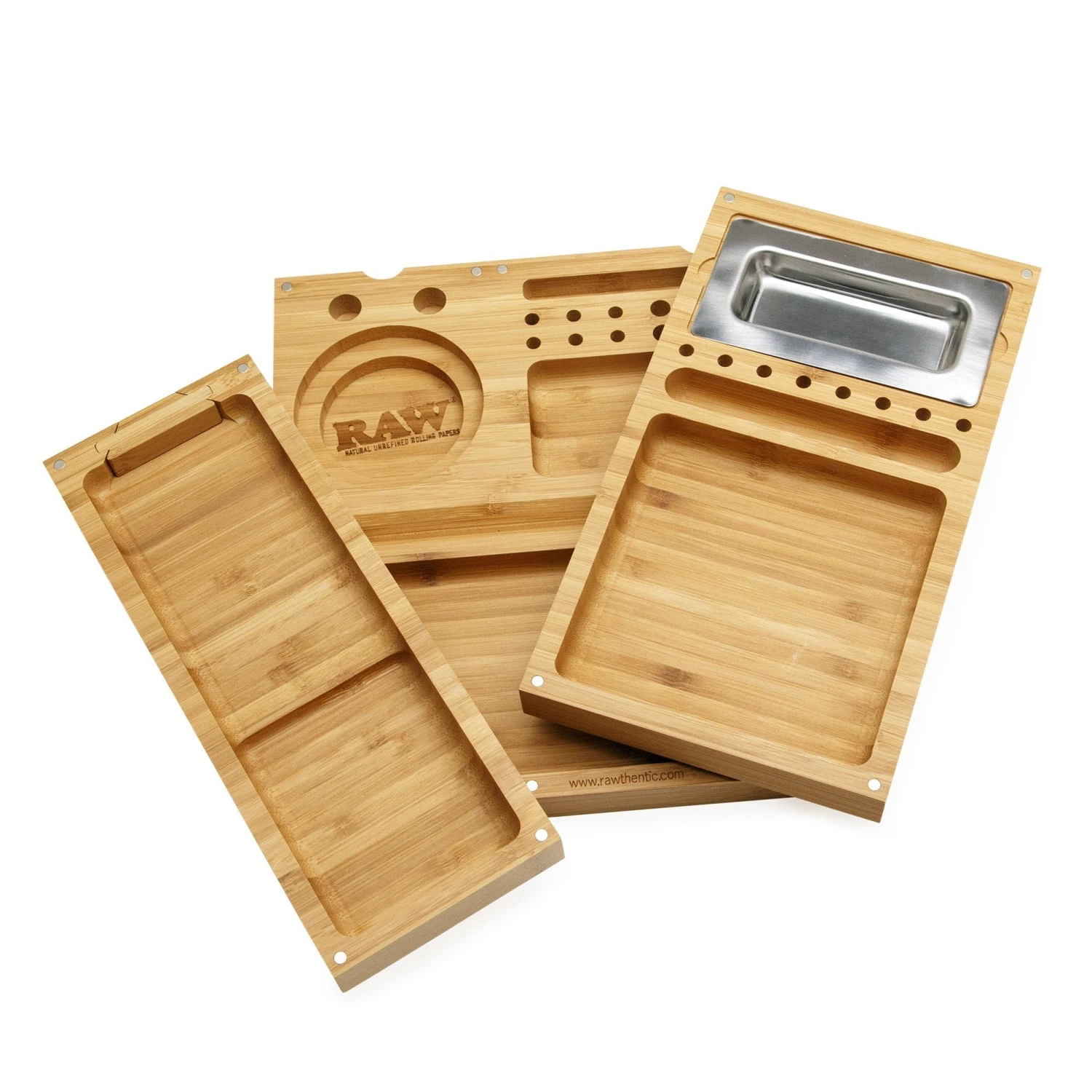 RAW Triple Flip Magnetic Bamboo Rolling Tray 4 RAW Triple Flip Magnetic Bamboo Rolling Tray - Image 2