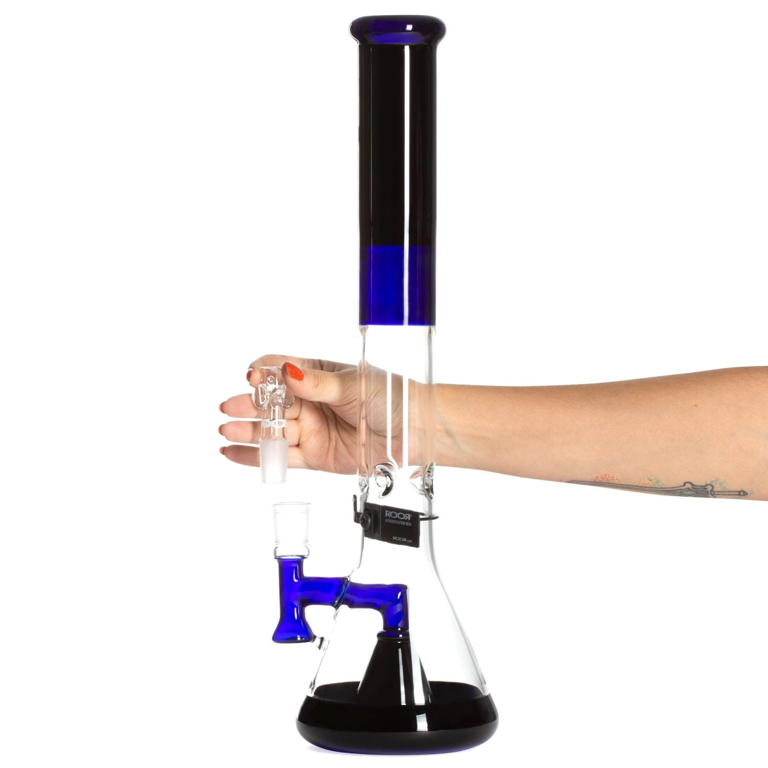 ROOR Tech 18in Fixed Shower Head Big Beaker Bong - Blue Black 5 ROOR Tech 18in Fixed Shower Head Big Beaker Bong - Blue Black - Image 3