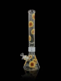 Prism SUNFLOWER BEAKER SINGLE STACK -Smoking Accessories Shop sunflower beaker single stack 420 science 242781
